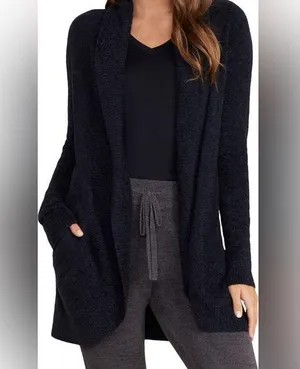 Barefoot Dreams Cozychic Lite Calypso Women Size Small cardigan open front Black thumbnail 1