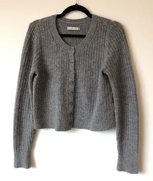 Abercrombie and Fitch Grey Crew Neck Cardigan Size M thumbnail 1