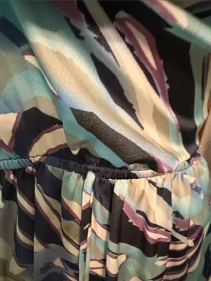 Strapless Aqua & Navy Print Maxi Dress with POCKETS! thumbnail 3
