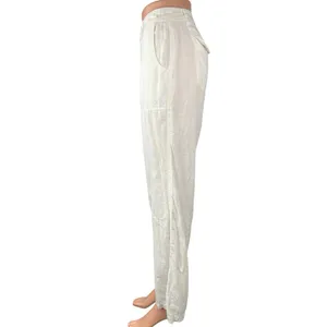Banana Republic Women's White Linen Mid Rise Straight Wide Leg Trousers Pants 8 thumbnail 2