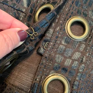 CATO L Large Brown Grommet Jacket with Mock Black Reptile Pattern Top thumbnail 8