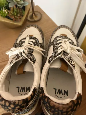 Madewell Kickoff Trainer Sneakers Olive Grove Multi Leather‎ Spots White Tan 9 thumbnail 6
