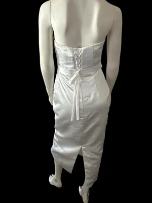 Miss Veil Strapless Fitted Wedding Dress with Removable Bow Train White NWT thumbnail 5