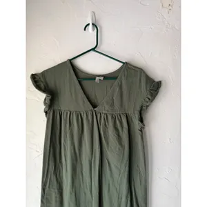ASOS Olive Green Oversized‎ Small Top Flutter Ruffle Sleeve V Neck Babydoll thumbnail 2