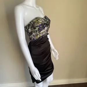 Vintage Rubber Ducky Strapless Satin Ruched Dress thumbnail 3