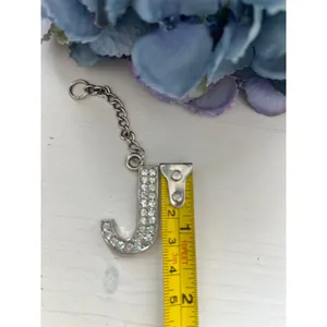 Initial J Rhinestone Silver Charm Pendant Letter Alphabet‎ Jewelry thumbnail 3
