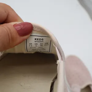 Keds Sneakers Womens 7.5 Pink Suede Eyelet Slip On Good thumbnail 6