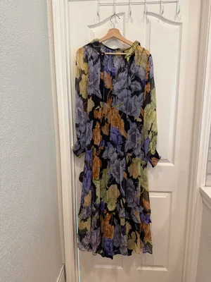 Anthropologie the Marais floral tiered chiffon maxi dress thumbnail 7