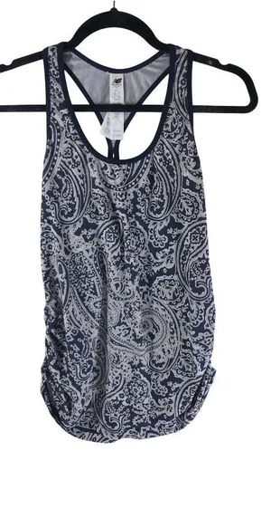 New Balance Womens Racerback Tank Top Blue Paisley S Lightweight Activewear thumbnail 1