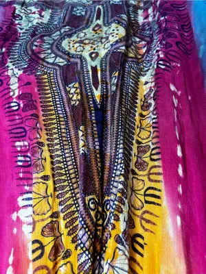 Sol Dashiki Rayon Tie Dye Boho Resort Cover-Up Mini Sundress Beach Vacation thumbnail 5