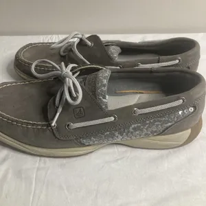 Sperry Top- Sider Womens Gray Leather Sequins Boat Deck Shoes 9M thumbnail 6