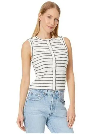 Madewell Split-Crewneck Cardigan Tank in Stripe Size XS thumbnail 1