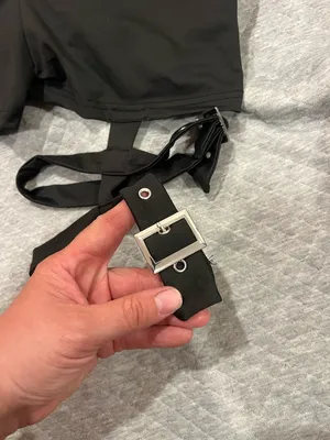 Black Strappy buckle cut out shorts thumbnail 2