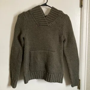 ***Ralph Lauren Vintage Army Green Wool Blend Knit Hoodie Sweater thumbnail 1