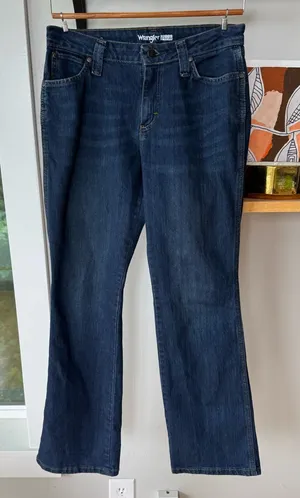 Wrangler Riggs Workwear Dark Blue Denim Bootcut Jeans Size 4 x 30 thumbnail 1