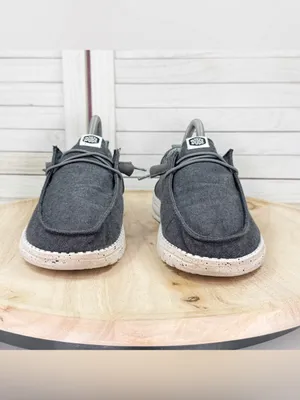 Hey Dude Wendy Canvas Chambray Slip On Loafer Denim Black Women Size 9 thumbnail 2