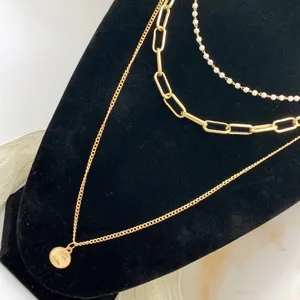 Pearl Paper Clip Multi Layered Necklace thumbnail 4
