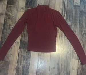 Garage Turtleneck Red Ribbed Sweater thumbnail 1