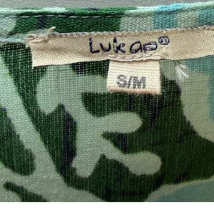 Lukap Paris Floral Cotton Maxi Dress Green Blue Smocked Puff Sleeve S/M Boho‎ thumbnail 3