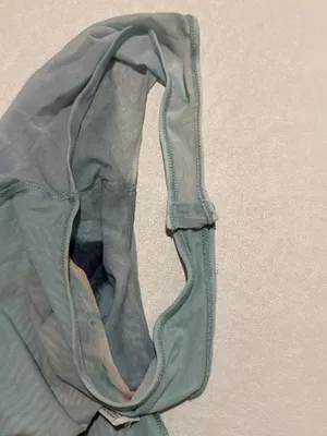 ZARA Sheer Mesh abstract seashell Bodysuit light blue strapless small thumbnail 10