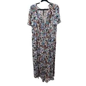 Anthropologie Somerset Jumpsuit Abstract Wide Leg Smocked Waist Plus Size 1X thumbnail 2