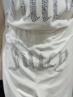 Juicy Couture Bling Velour Tracksuit Jacket Hoodie & Pants in Cream Soda thumbnail 12