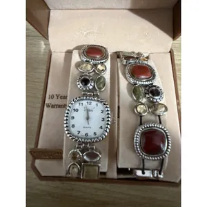 Vivian Woman's Watch & Matching Bracelet With Stone Gem Accents‎ New In Box READ thumbnail 5