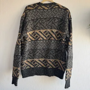 Peter England Sweater Mens Medium M Geometric Aztec Grandpa 90s Wool Blend VTG thumbnail 2