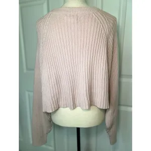 Aeropostale Pink Ribbed Knit Cropped Sweater‎ Long Sleeve Women's XL thumbnail 3