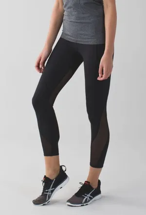 Lululemon All Meshed Up 7/8 Tight in Black Size 8 Athletic Running Leggings Mesh thumbnail 2