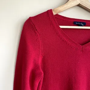 Lands' End red knit pullover sweater women's size small‎ minimalist capsule thumbnail 2