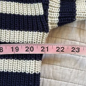 Gap shaker stitch Classic cotton navy white stripe nautical cardigan sweater M thumbnail 13