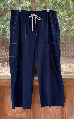 Banana Republic Women's Wide-Leg High-Rise Cargo Pull On Pants Navy Size XL thumbnail 1