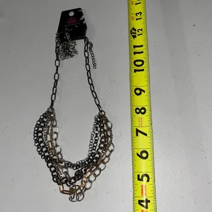 NWT Paparazzi 2 pc Bundle Silver and Gold Layered Necklace Jewelry Set thumbnail 2