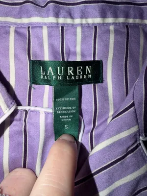 Lauren Ralph Lauren Striped Cotton Sleep Shirt-Purple Stripe Women’s Size-S thumbnail 3