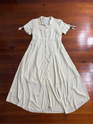 The Nines by HATCH Green Polka Dot Button Front Maternity Dress Sz L 🧡🍄 thumbnail 7
