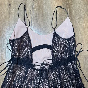 For Love & Lemons Bright Lights Mini Dress in Black Size Large Lace Asymmetrical thumbnail 7