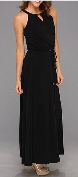 Calvin Klein Long Black Keyhole Maxi Dress XS thumbnail 1