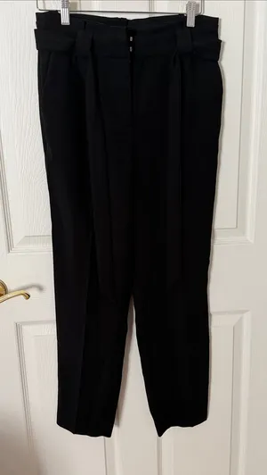 Express Black Paperbag Waist Dress Pants high rise ankle size 6 thumbnail 1