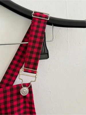 NEW Hot Topic Red Plaid Pinafore overall Mini Dress jumper YOINS NWT thumbnail 5