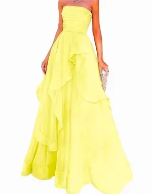 💛Yellow Flowy Prom Dress💛 Yellow Size 4 thumbnail 1
