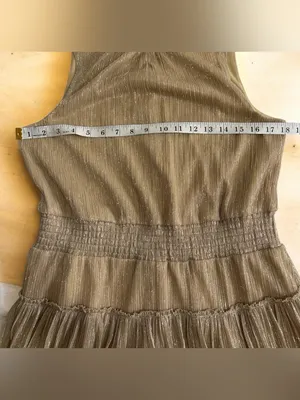 Express Metallic Gold Ruffled Mini Dress thumbnail 5