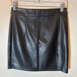 Garage Black Faux Leather Mini Skirt Side‎ Slit Size Small thumbnail 1