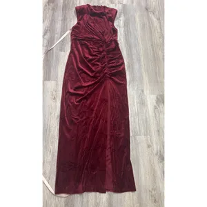 Lulus Alluring Image Burgundy Ruched Velvet Mock Neck Maxi Dress Size XL‎ NWT thumbnail 2