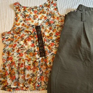 PAPAYA Boho Sleeveless Tank Blouse LARGE Ruffle Hem Lace Orange Floral Feminine thumbnail 10