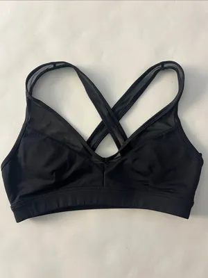 ALO YOGA Entice Sports Bra Mesh Crossback Strappy V Neck Small thumbnail 4