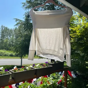 Aeropostale White Off the Shoulder or Cowl Neck Sweater thumbnail 3