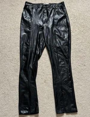 Abercrombie & Fitch Ultra High Rise Leather Pants Size 16 L Split Hem Skinny thumbnail 3