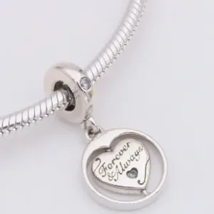 925 Sterling Silver PANDORA Spinning Forever & Always Soulmate Dangle Charm thumbnail 3