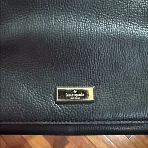 Kate Spade Black Leather Crossbody Bag Purse Chain Strap Minimalist Day Evening thumbnail 7